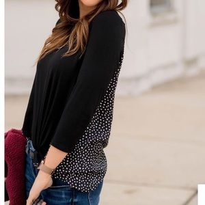 3/4 sleeve black shirt with patterned back size S